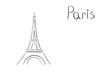 Eiffel Tower in Paris sketch. Video clip with alpha channel.