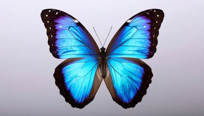 Fototapeta premium Vibrant blue butterfly, studio shot