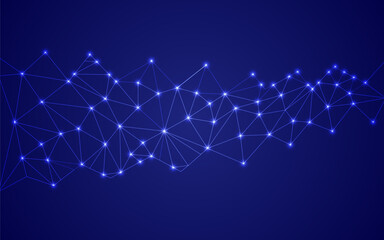 Low Poly Background on Dark Blue Gradient. Modern, Geometric, and Minimalist Abstract Design for Digital Art, 3D Modeling, Wallpapers, and Futuristic Graphic