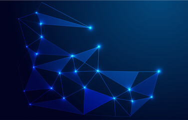 Low Poly Background on Dark Blue Gradient. Modern, Geometric, and Minimalist Abstract Design for Digital Art, 3D Modeling, Wallpapers, and Futuristic Graphic