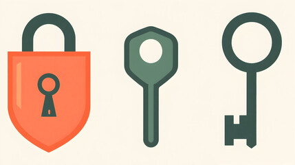 Padlock, keys, security, access, digital, graphic design, website, illustration