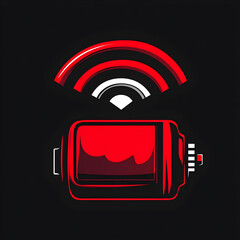Red wireless streaming device, dark background, online connectivity