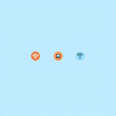 Wireless network connection icons; internet access symbols; light blue background; website design element
