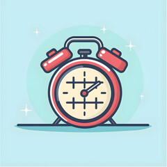 Red alarm clock showing time, simple background, illustrating time management concept, for website or app design
