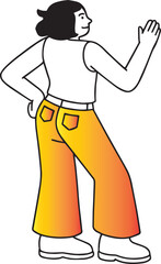 Person waving hand with yellow orange pants vector
