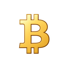 Golden Bitcoin symbol icon, isolated PNG