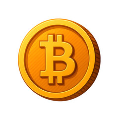 Golden Bitcoin coin icon, isolated PNG