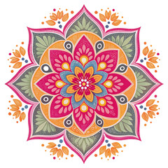Pink and Gold Ornamental Rangoli for Diwali Festivities Ai-Generated