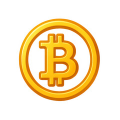 Bitcoin coin with white center icon, isolated PNG