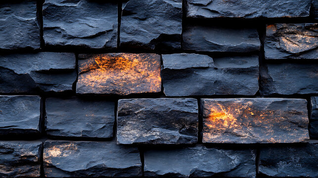 Dark Grey Stone Wall Texture with Warm Highlights