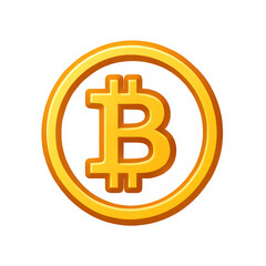 Bitcoin coin icon in gold color, isolated PNG