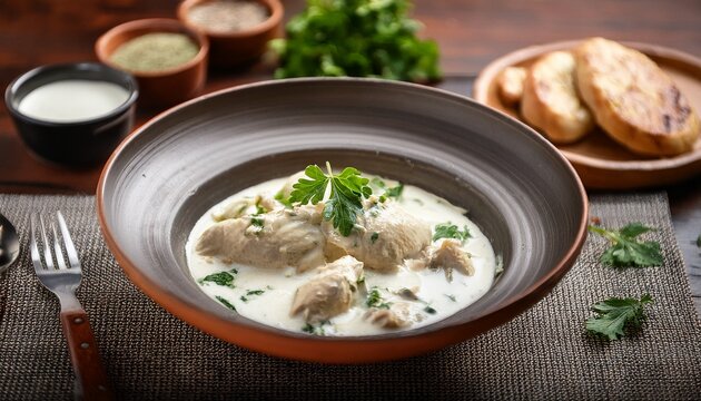 pule me kos albanian food savor the delicate taste of chicken cooked with tangy yogurt an authentic albanian recipe that combines rich flavors and a creamy texture for a satisfying