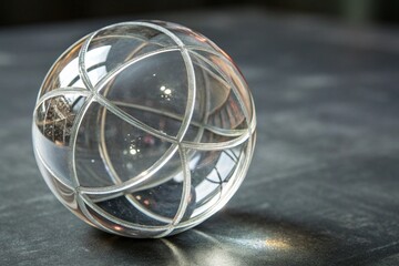 abstract blue ball. Each segment should have a smooth, polished glass material with realistic light refraction and reflection. 