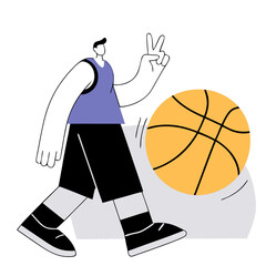 Flat Illustration of basketball player
