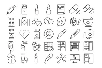 Medical and hospital line icons set medical icons hospital icons