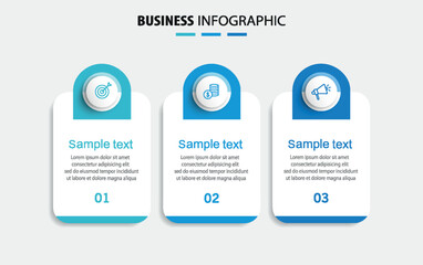 Business infographic template with 3 options or steps	