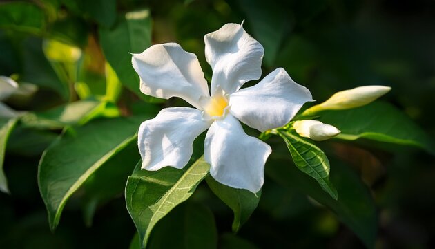 nyctanthes arbortristis also known as the night flowering jasmine or parijat is a fragrant medicinal plant revered for its delicate white flowers that bloom at dusk adding beauty to gardens