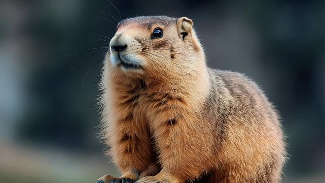 Alert Wild Marmot Perched on a Rock, Watchfully Observing its Natural Habitat