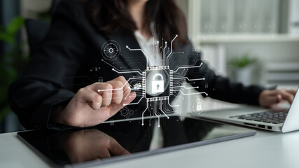Cyber security system protecting digital infrastructure. Cyber security ensures data safety,...