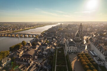 An elevated perspective showcases the architectural grandeur of Blois, France, along the Loira...