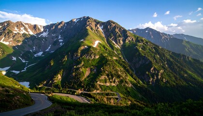 Fototapeta premium Mountainous landscape with winding road (1)