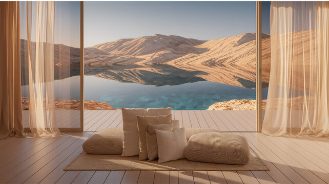 view from the window, yoga meditation relax room