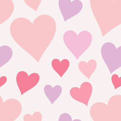 Colorful hearts pattern in pastel shades on a light background  