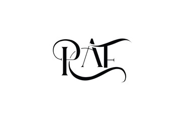 Initial PAF letter logo design. Elegant Monogram Logo Design with Decorative Elements and Typography