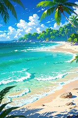 tropical beach with palm trees