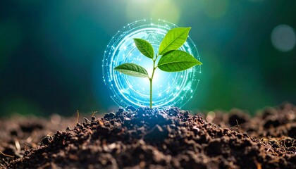 Generated image Glowing Plant Sprout, Sustainable Growth Technology Agriculture
