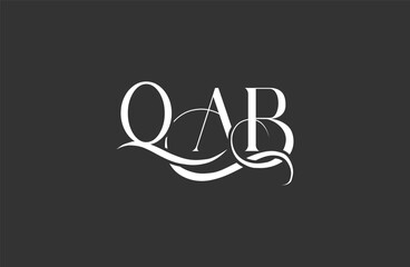 Initial QAB letter logo design. Elegant Monogram Logo Design with Decorative Elements and Typography