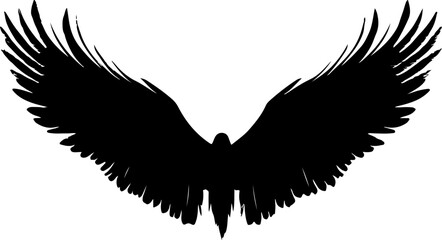 pair of black feathered wings