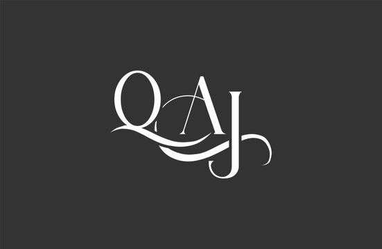 Initial QAJ letter logo design. Elegant Monogram Logo Design with Decorative Elements and Typography