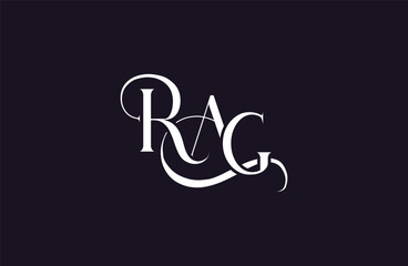 Initial RAG letter logo design. Elegant Monogram Logo Design with Decorative Elements and Typography