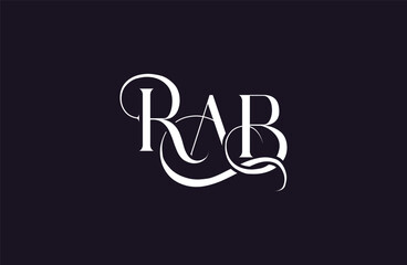 Initial RAB letter logo design. Elegant Monogram Logo Design with Decorative Elements and Typography