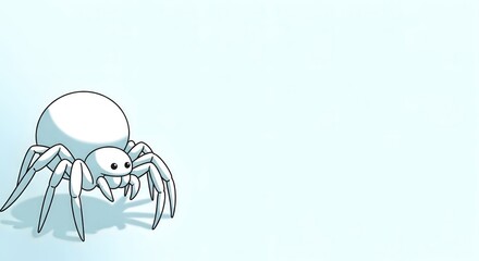 Spider cartoon on simple light background, a spider cartoon with simple shading and eight legs. Spider cartoon adds playful element to projects, great for children's books or educational content.