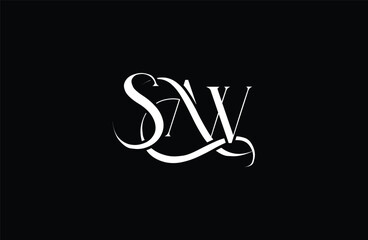 Initial SAW letter logo design. Elegant Monogram Logo Design with Decorative Elements and Typography