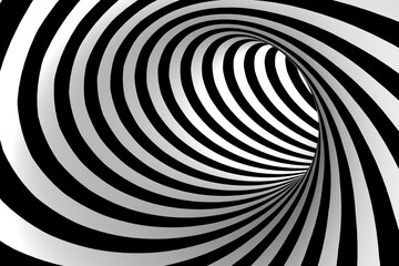 Hypnotic Optical Illusion Tunnel - Black and White Spiral