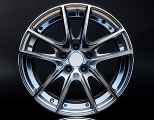 Obraz premium modern alloy car wheel with polished metallic finish