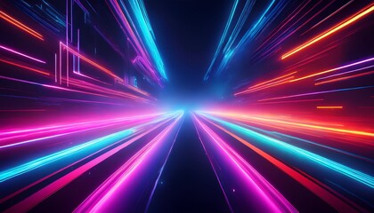 futuristic neon light streaks with smoky background
