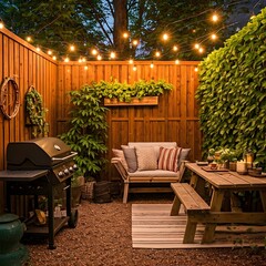 Fototapeta premium Rustic backyard barbecue setup.jpg