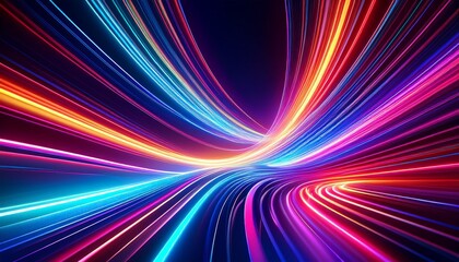 Fototapeta premium dynamic neon light streaks in vivid motion