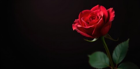 Elegant, slender red rose, elongated petals, dramatic arrangement, elongated rose, still life, detail
