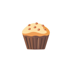A Flat 2D vector illustration of a muffin, minimal style with modern design elements, isolated on a white background, EPS format. simple design