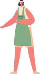 Saleswoman character providing service vector illustration