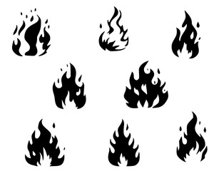 Fire icon collection. Fire flame symbol.