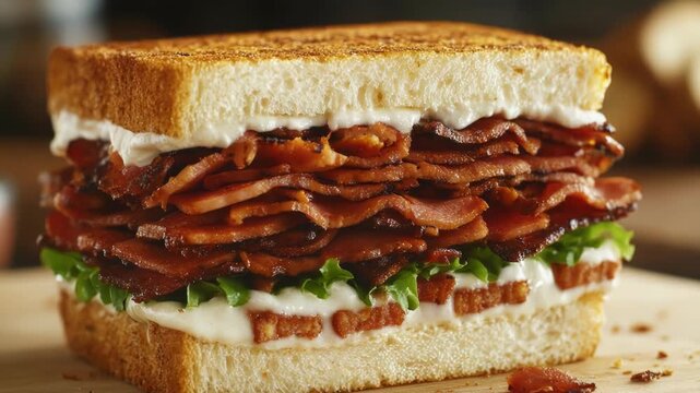 Freshly made BLT sandwich with crisp lettuce and savory bacon, perfect for a quick snack or lunch