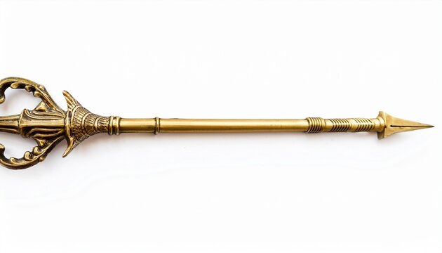 a gilded arrow with gothic crockets medieval spire isolated on white background