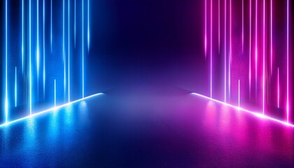 futuristic neon lights in blue and pink haze