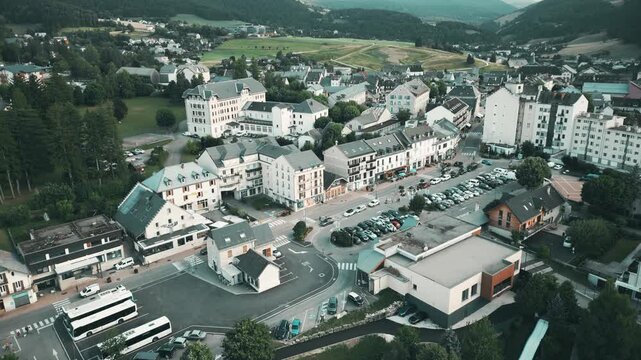 Aerial view of town centre in Villard-de-Lans, France